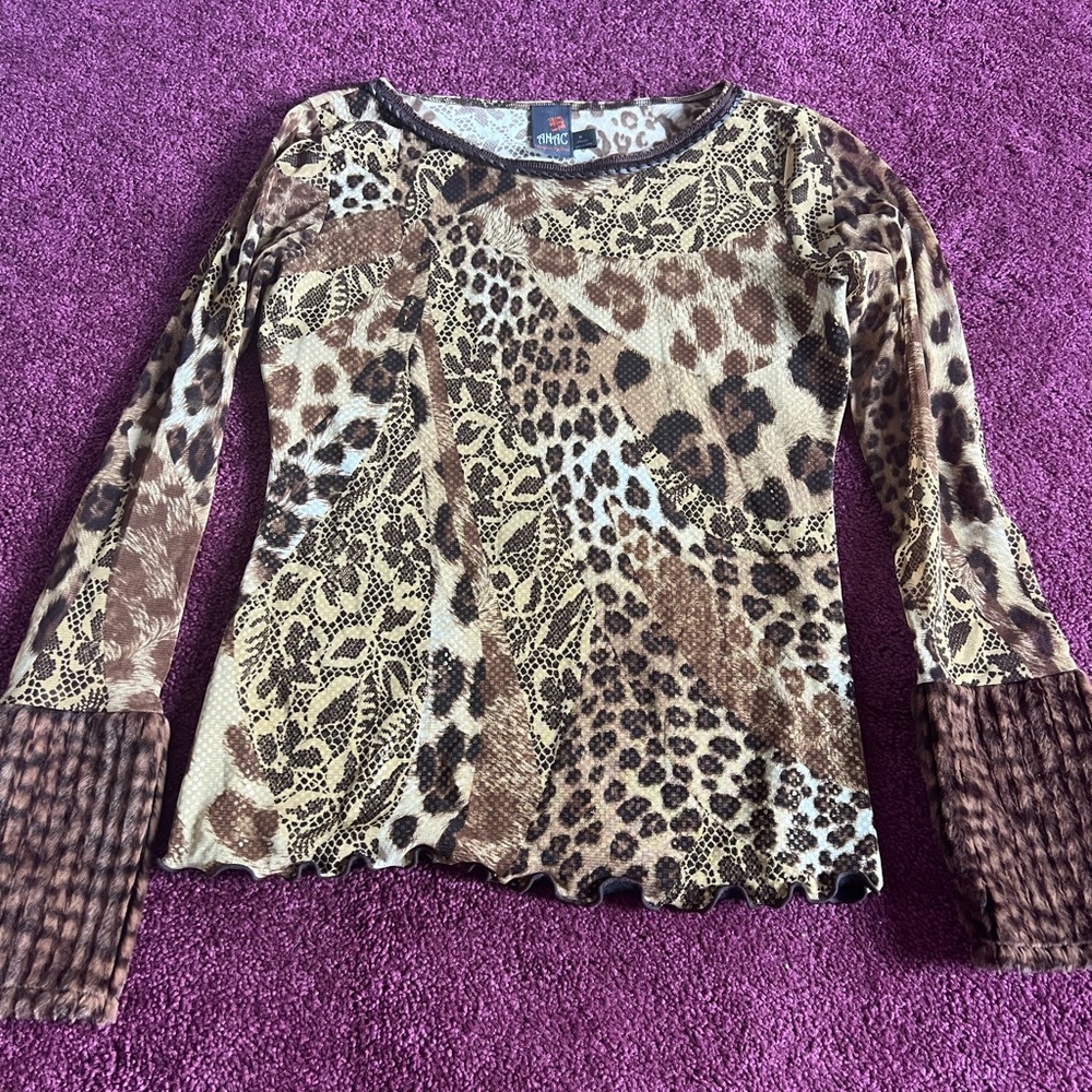 ANAC mesh top with fur accent!